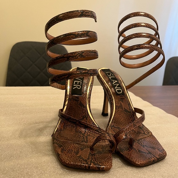 River Island Snakeskin wrap sandals - Picture 2 of 5